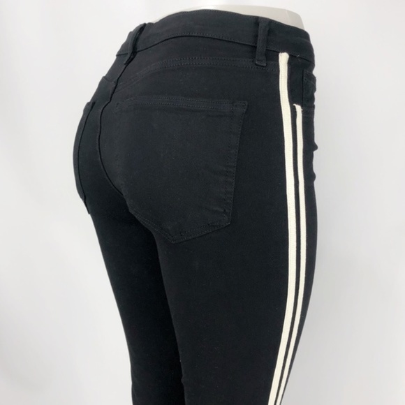Topshop Denim - TOPSHOP Moto Black Striped Jamie High Waist Jeans